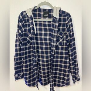 Plaid Navy and Gray Women's Hoodie